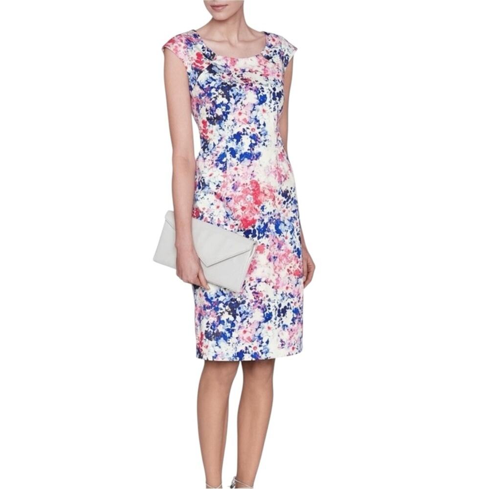 LK Bennett Dr Hannah Floral Print Cap Sleeve Sheath Dress US 8